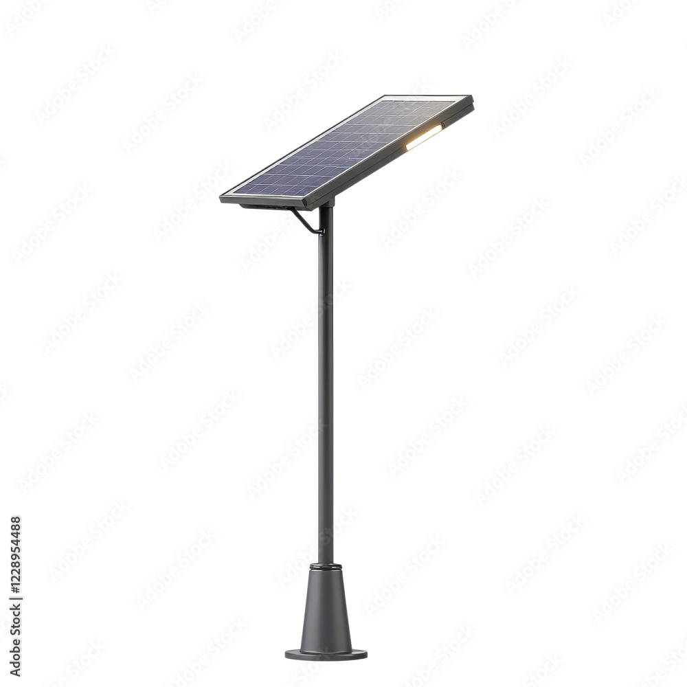 Dark Gray Solar-Powered Street Lamp with Rectangular Solar Panel Dark Gray Solar-Powered Street Lamp with Rectangular Solar Panel