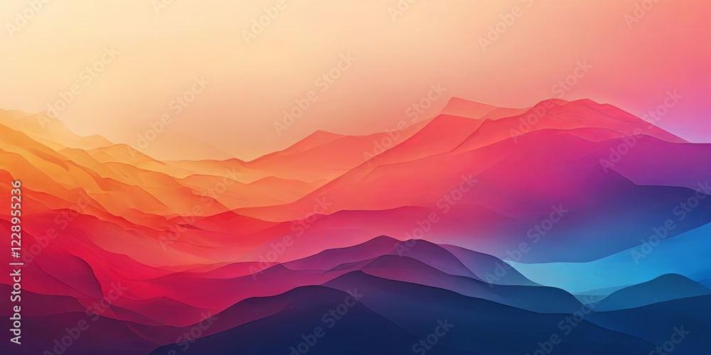 A mountain range with a blue and purple mountain in the middle A mountain range with a blue and purple mountain in the middle