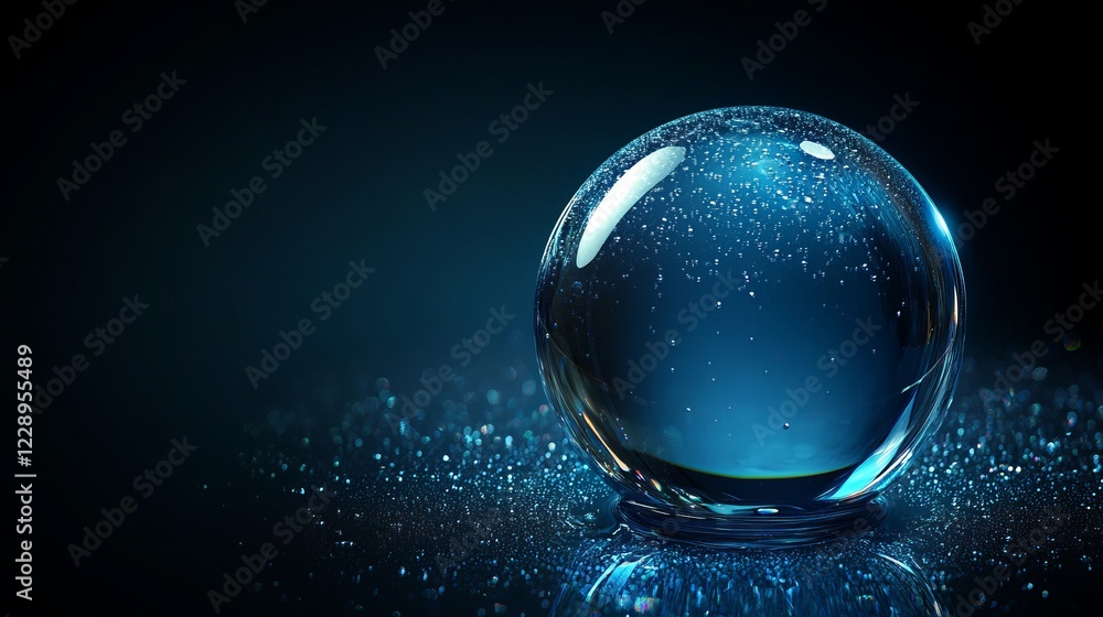 Captivating Glass Sphere Adorned with Glimmering Water Droplets Set Against a Deep Black Background Evoking a Sense of Mystery Elegance and Serenity in a Contemporary Artistic Composition Captivating Glass Sphere Adorned with Glimmering Water Droplets Set Against a Deep Black Background Evoking a Sense of Mystery Elegance and Serenity in a Contemporary Artistic Composition