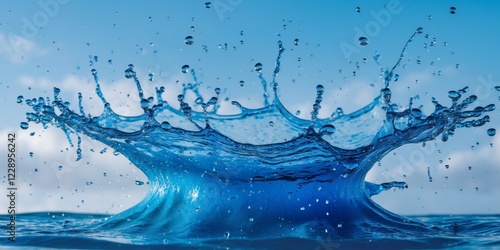 Wallpaper Mural Mesmerizing Water Crown Splash in the Blue Torontodigital.ca