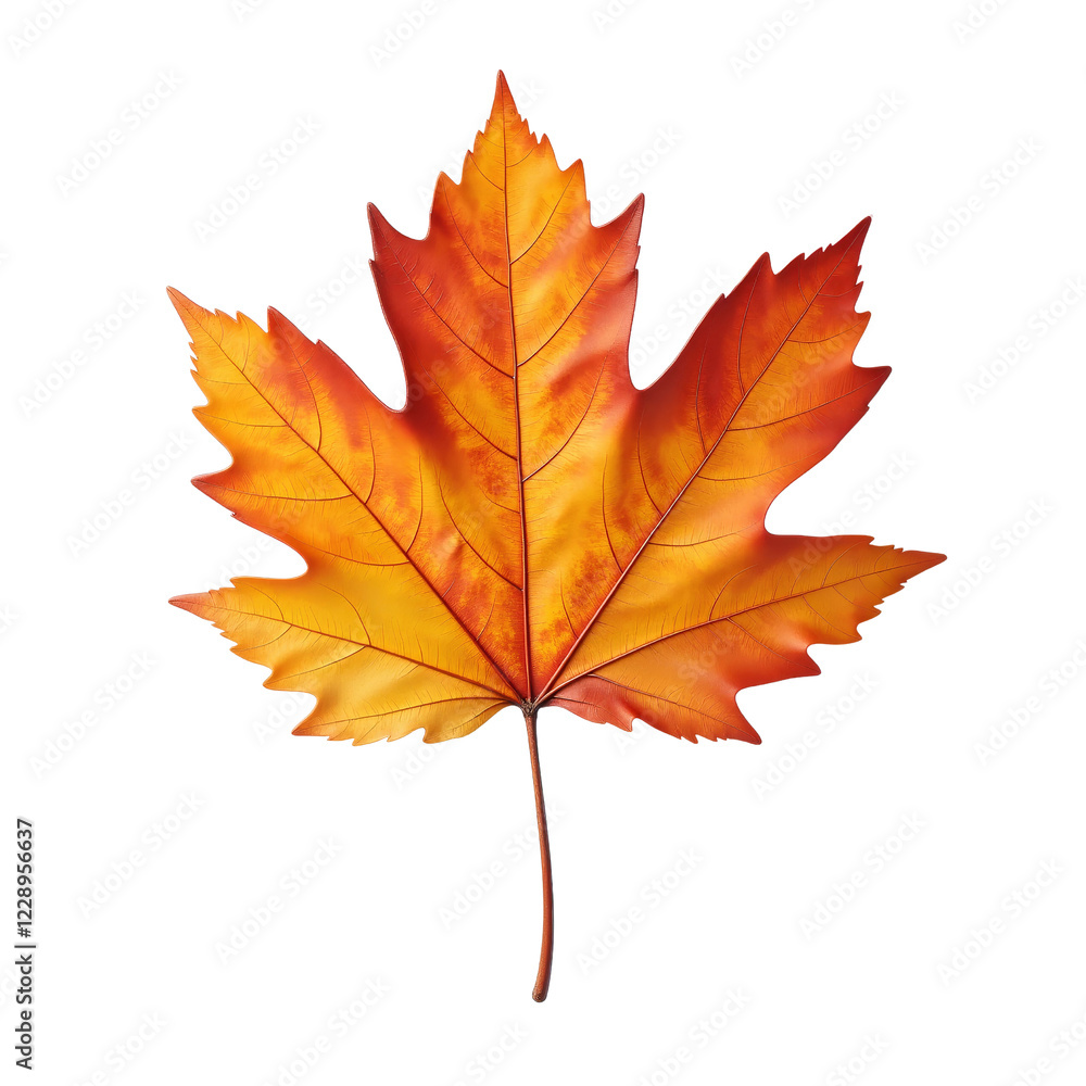 Digitally Rendered Maple Leaf Showcasing Autumn Colors and Texture Digitally Rendered Maple Leaf Showcasing Autumn Colors and Texture