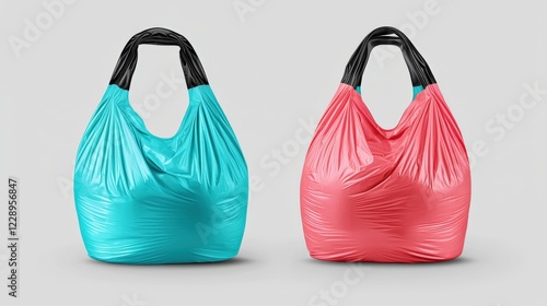 Innovative eco-friendly shopping bags studio setting product photography minimalist environment close-up view sustainable concept photo