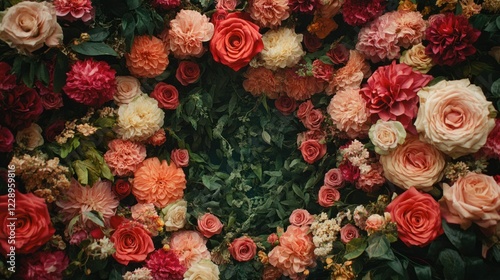 Wallpaper Mural A stunning wedding backdrop with oversized floral rings featuring cascading flowers and greenery for a dramatic effect. Torontodigital.ca