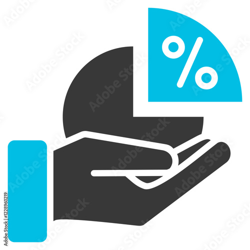 Cost Share Glyph Blue Grey Icon