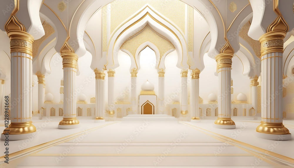 Fototapeta premium Luxury white background islamic ramadan eid al fitr