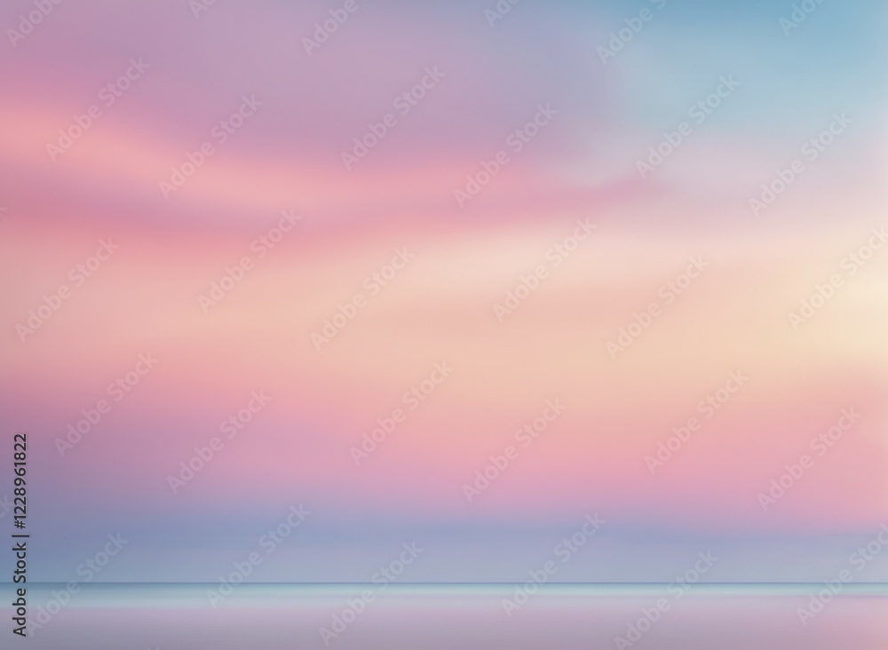 Peaceful pastel sky with a smooth pink and blue gradient, AI generated