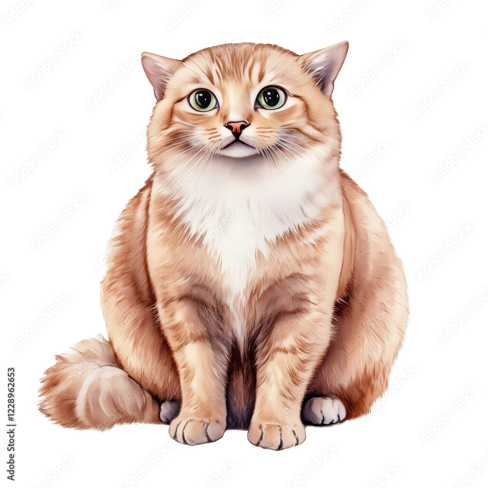 Fototapeta premium Ginger Cat Sitting with White Chest and Paws