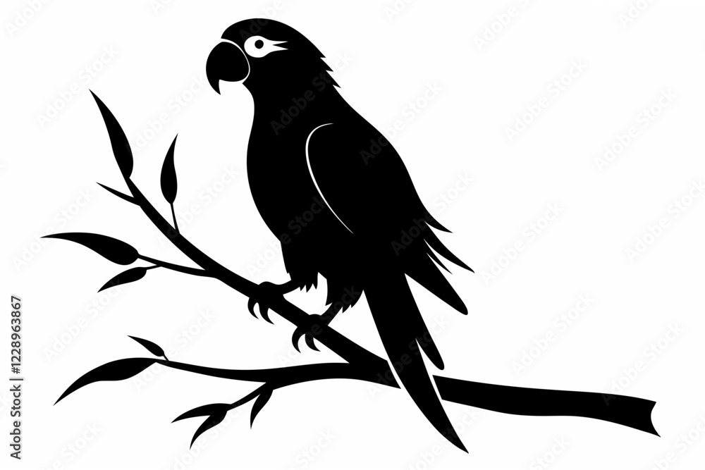 parrot with tree silhouette vector parrot with tree silhouette vector