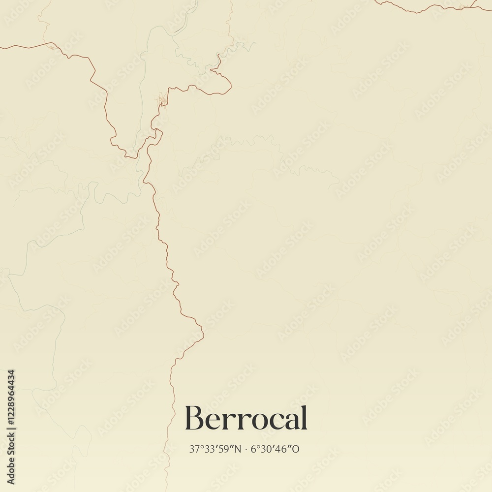 Fototapeta premium Retro Spanish map of Berrocal, Andaluc�a. Vintage street map.