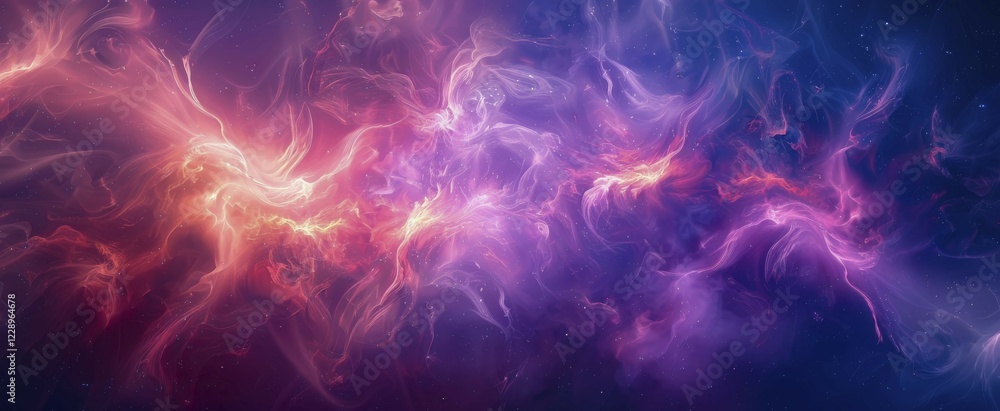 Fototapeta premium Colorful cosmic abstraction with cloud-like formations resembling a nebula in space, AI generated