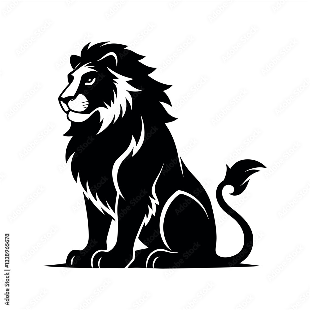 Obraz premium the lion sit face style silhouette
