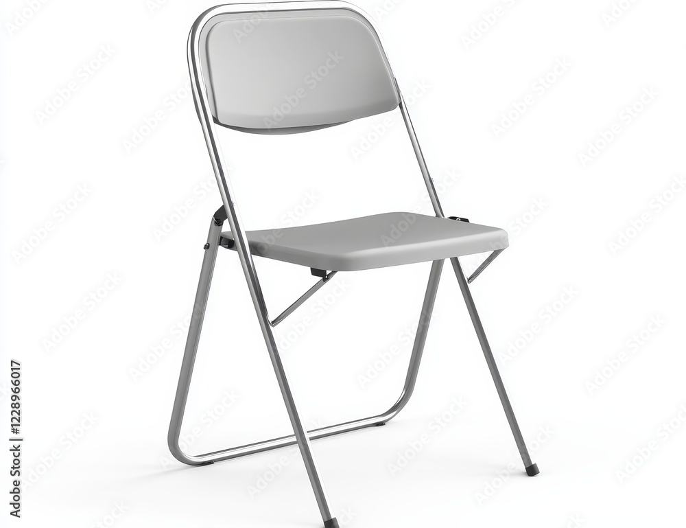 Grey folding chair with chrome frame. (1) Grey folding chair with chrome frame. (1)