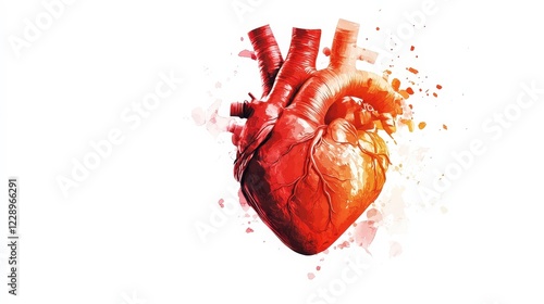 Realistic Artistic Heart Illustration with Abstract Color Splashes photo