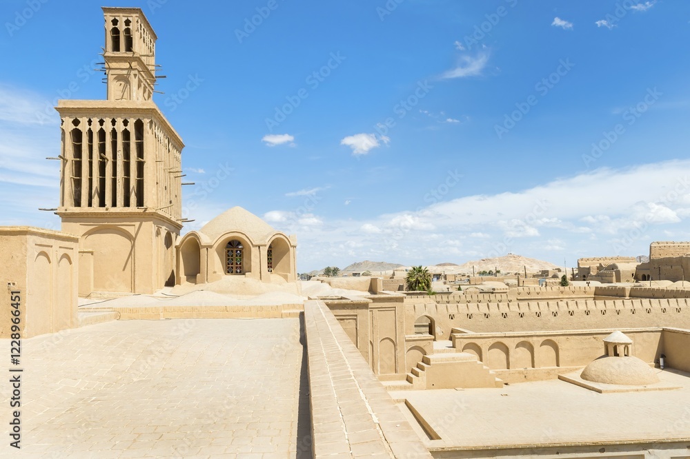 Fototapeta premium Aghazadeh Mansion and its windcatcher, Abarkuh, Yazd Province, Iran, Asia