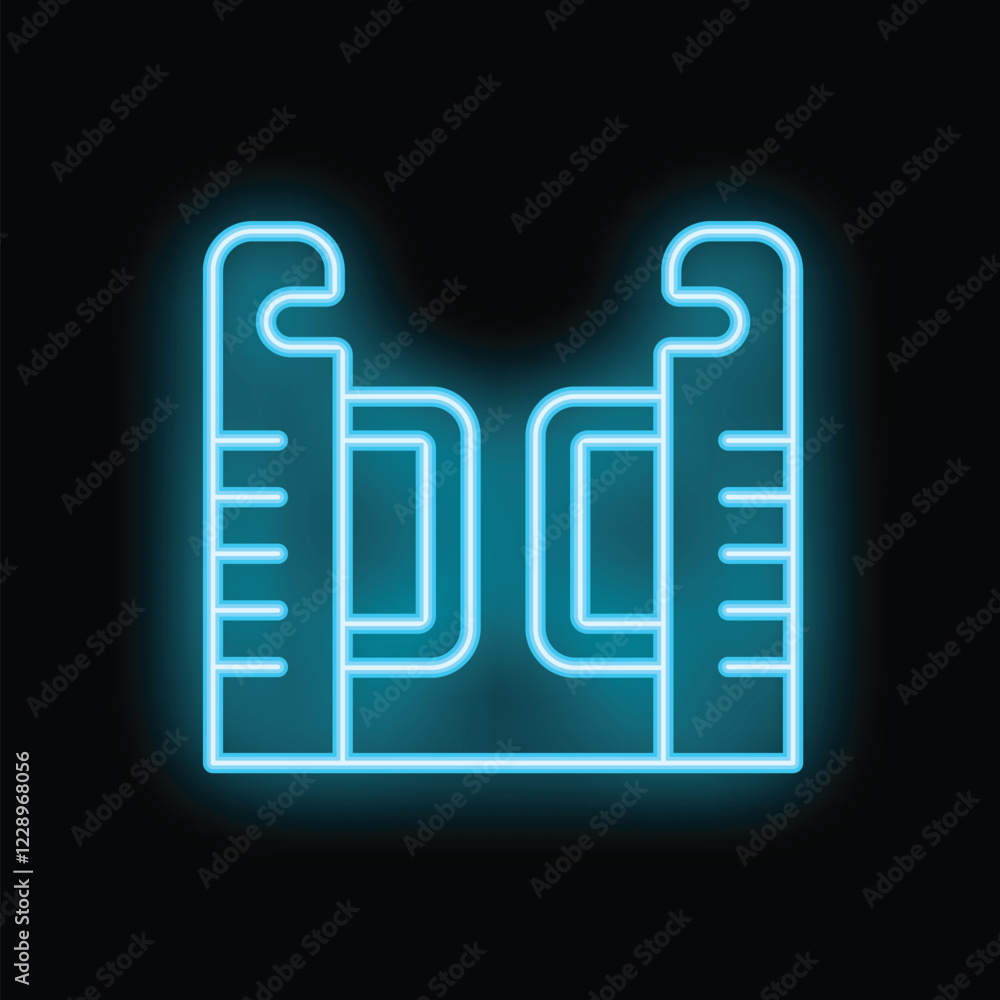 Glowing neon line turnstile icon isolated on black background. Turnstile entrance gate for one person. Access control gate. Vector illustration Glowing neon line turnstile icon isolated on black background. Turnstile entrance gate for one person. Access control gate. Vector illustration