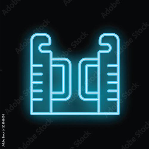Glowing neon line turnstile icon isolated on black background. Turnstile entrance gate for one person. Access control gate. Vector illustration