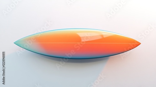 Gradient surfboard on white background.