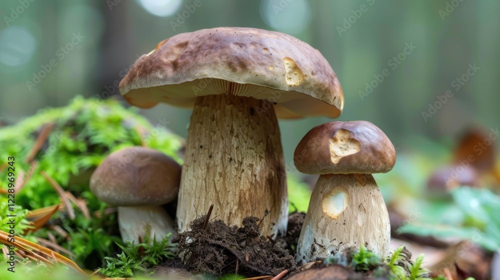 Fototapeta premium Mushroom on a quiet background, magnificent mushroom details. Background subtle, mushroom strong.