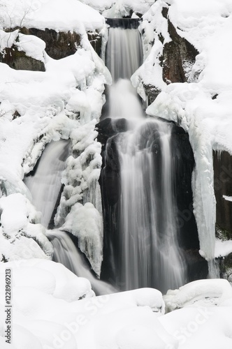 Icy Triberger Wasserfall waterfall, winter, Black Forest, Baden-Wuerttemberg, Germany, Europe photo