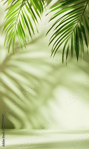 Blurred shadow from  leaves on the color Wallpaper, generation AI 