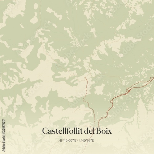 Retro Spanish map of Castellfollit del Boix, Catalu�a. Vintage street map. photo