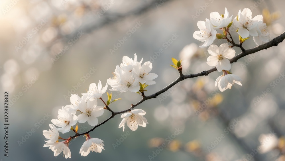 Stunning White Spring Blossoms on Branch Stunning White Spring Blossoms on Branch