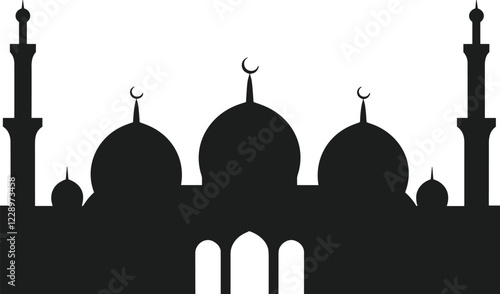 Islamic Mosque Silhouette Vector – Elegant Architectural Design for Ramadan & Eid