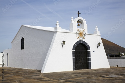 Church of Masdache, wine-growing region La Geria, Lanzarote, Canary Islands, Spain, Europe photo