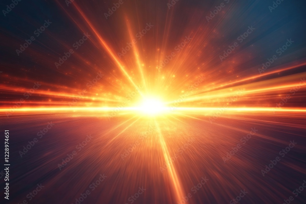 Obraz premium Radiant Sunrise Bright Energy Light Burst Golden Rays Horizon