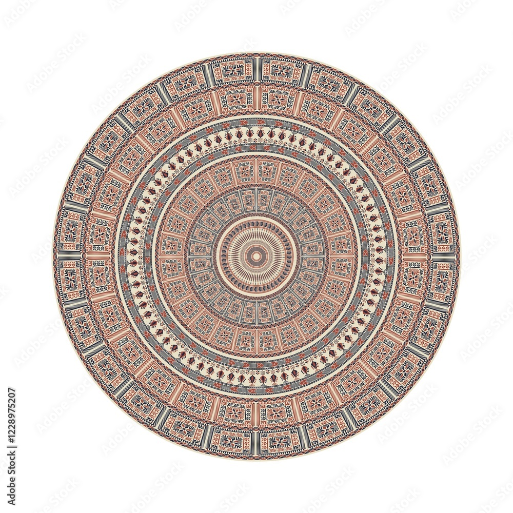 Fototapeta premium Circular pattern in traditional Palestinian style, vector design element
