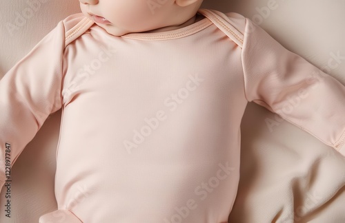 Wallpaper Mural A close-up of a calm baby dressed in soft pink attire. Torontodigital.ca