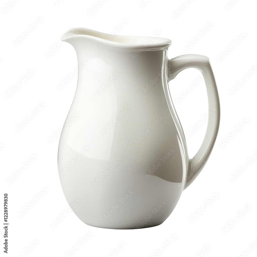 Elegant white ceramic pitcher on a Transparent Background Elegant white ceramic pitcher on a Transparent Background