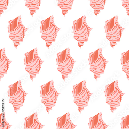 Sea shells seamless pattern. Trendy pattern of seashells for wrapping paper, wallpaper, stickers, notebook cover.