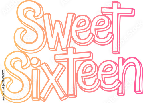 Sweet Sixteen Celebration Typography.