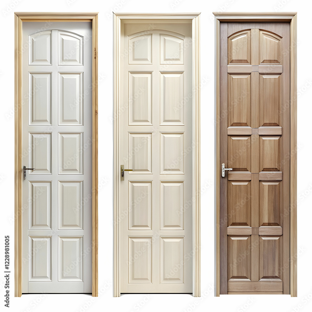 Classic Design: Panel Door Isolated on a White Background Classic Design: Panel Door Isolated on a White Background