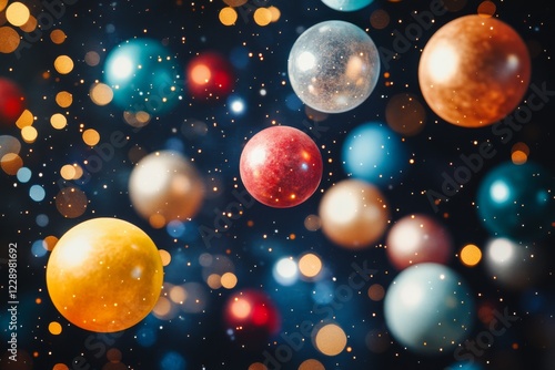 Wallpaper Mural Festive Colorful Balls Abstract Background Holiday Decor Shiny Orbs Torontodigital.ca