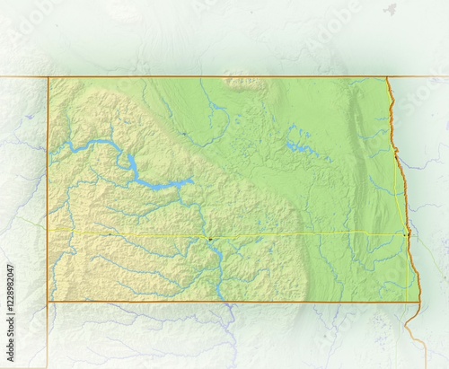 Obraz na płótnie North Dakota, shaded relief map, USA, North America w salonie