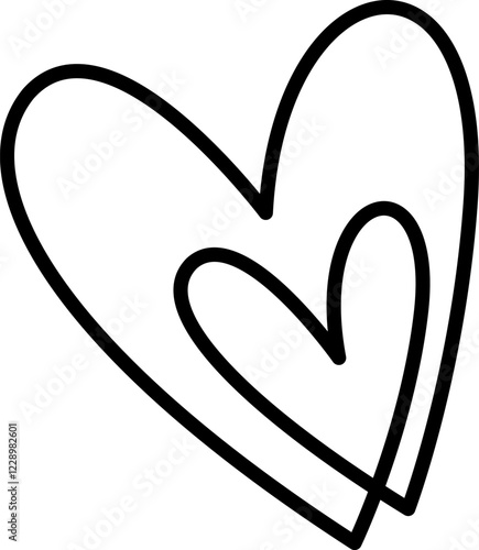 Two hearts united. Hand drawn heart icon. Vector illustration.
