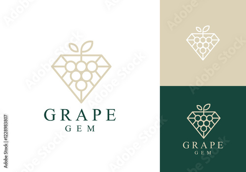 simple creative grape with jewelry logo design vector
