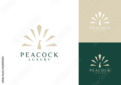 simple abstract peacock luxury logo vector design