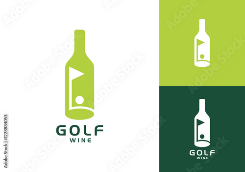 simple golf sport with wine bottle logo vector design