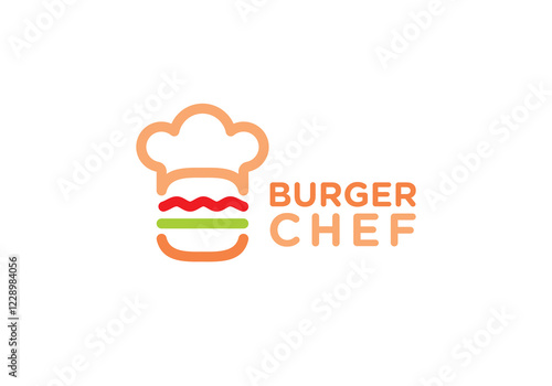 chef burger logo combination. food restaurant cooking vector graphic design