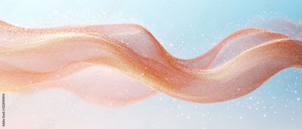 Fototapeta premium Flowing fabric wave with sparkles in pastel colors