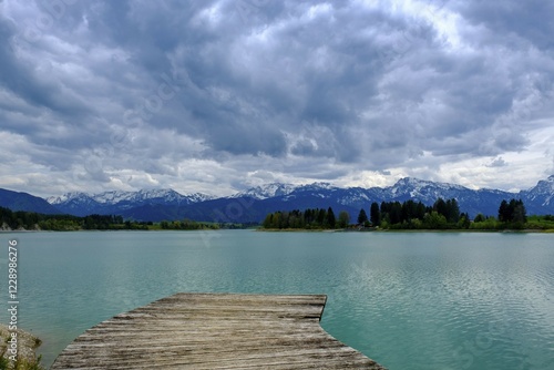 Forggensee near Roßhaupten, Lech, Ostallgäu, Allgäu, Swabia, Germany, Europe photo