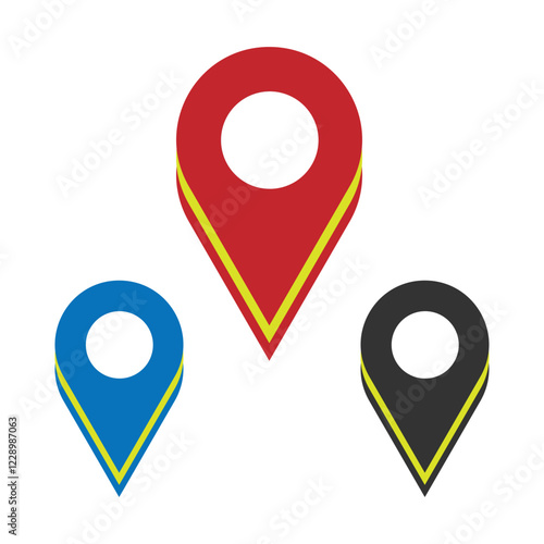Set of map pointer, location pin place marker, GPS location symbol vector