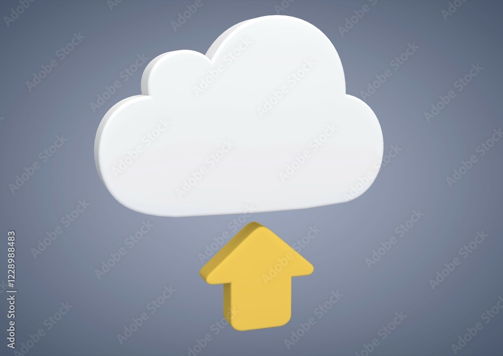 Cloud, internet, symbolic image for cloud computing, 3D illustration Cloud, internet, symbolic image for cloud computing, 3D illustration