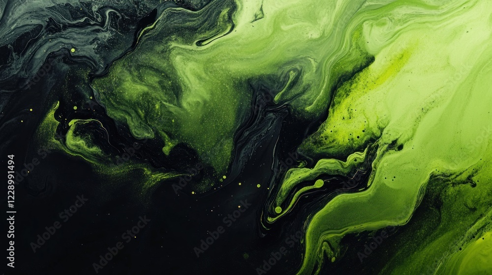 Obraz premium Elegant smooth abstract background with a gradient blend of black green lime and yellow Soft ombre transitions with glowing highlights and liquid textures