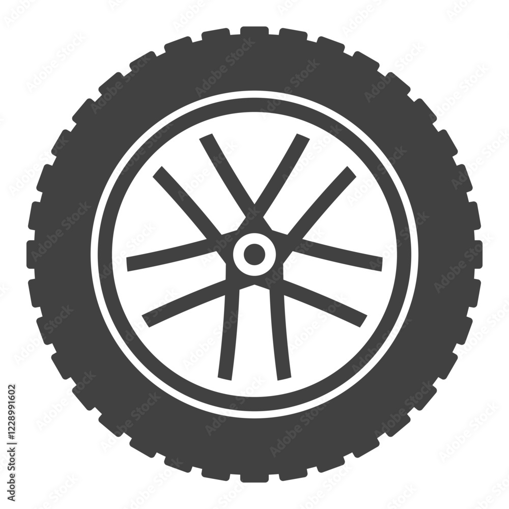 Auto tire vector icon. Car wheel with disc vector symbol Auto tire vector icon. Car wheel with disc vector symbol
