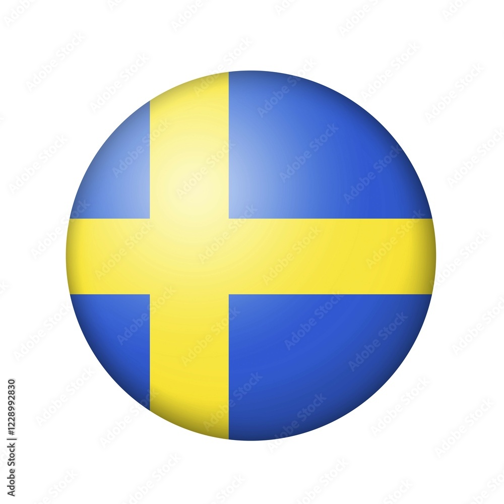 The Swedish flag. Round matte icon. Isolated on white background The Swedish flag. Round matte icon. Isolated on white background