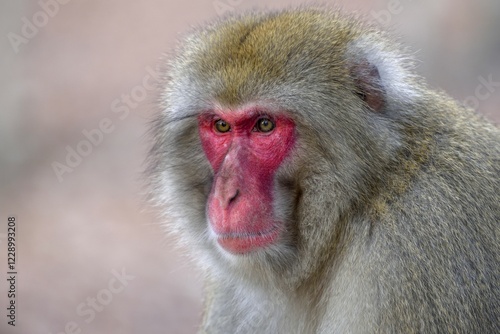 Japanese macaque (Macaca fuscata), free-living, animal portrait, near Kariuzawa, Nagano Prefecture, Honshu Island, Japan, Asia photo